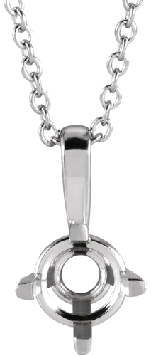 14K White 5 mm Round Solitaire 16-18  Necklace Mounting (1)