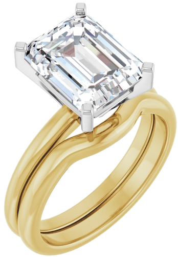 Sužadėtuvių Žiedas 14k yellow/white gold Emerald 10mm x 8mm (6)
