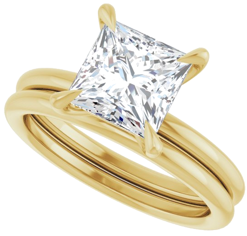 Sužadėtuvių Žiedas „Claw-Prong Solitaire“ 14k yellow gold Square 7mm (10)