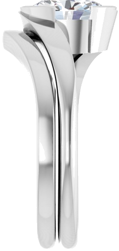Sužadėtuvių Žiedas „Half-Bezel Solitaire“ 14k white gold Oval 8mm x 6mm (9)