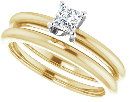Sužadėtuvių Žiedas 14k yellow/white gold Square 3.5mm (10)