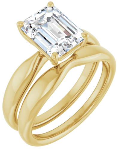 Sužadėtuvių Žiedas 14k yellow gold Emerald 9mm x 7mm (6)