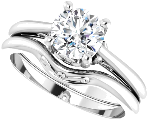 Sužadėtuvių Žiedas „Solitaire“ 585 Baltojo Aukso Round 6.5mm (10)