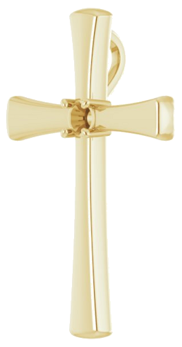 Pakabukas „Solitaire Cross“ 14k yellow gold Round 3mm (2)