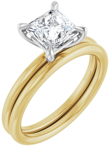Sužadėtuvių Žiedas „Claw-Prong Solitaire“ 14k yellow/white gold Square 6mm (6)