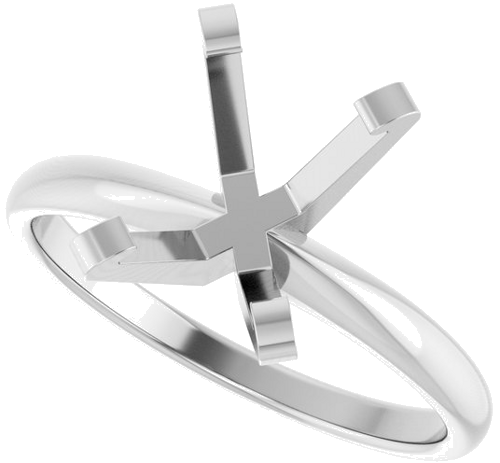 14K White 9x7 mm Emerald Solitaire Engagement Ring Mounting (5)