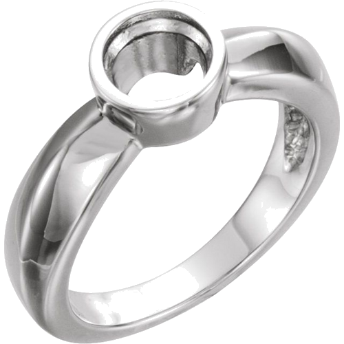14K White 7 mm Round Bezel-Set Solitaire Engagement Ring Mounting (1)