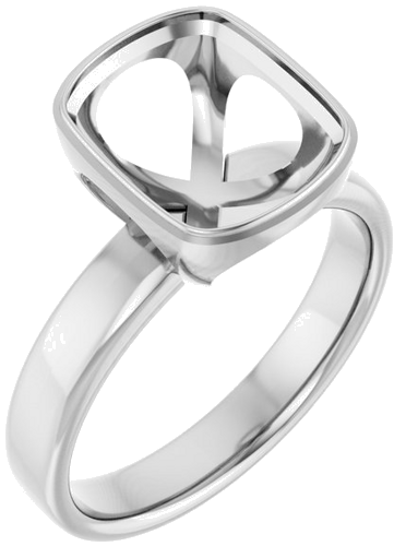 Sužadėtuvių Žiedas „Bezel-Set Solitaire“ 14k white gold Elongated Cushion 11mm x 9mm (1)