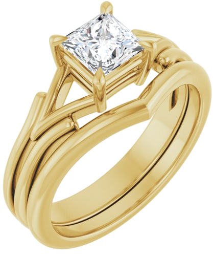 Sužadėtuvių Žiedas „Claw-Prong Solitaire“ 14k yellow gold Square 5mm (6)