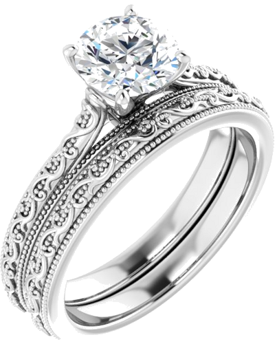 14K White  6.5 mm Round Solitaire Engagement Ring Mounting (6)