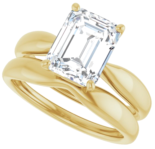 Sužadėtuvių Žiedas 14k yellow gold Emerald 9mm x 7mm (10)