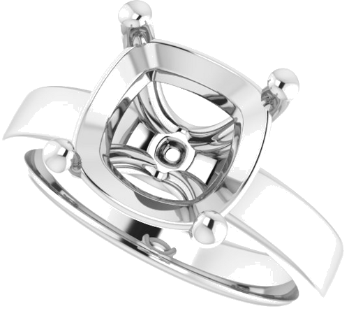 Platinum 10 mm Cushion Solitaire Engagement Ring Mounting (5)