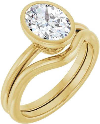 Sužadėtuvių Žiedas „Bezel-Set“ 14k yellow gold Oval 8.5mm x 6.5mm (6)