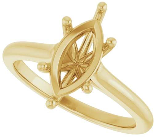 14K Yellow 12x6 mm Marquise Solitaire Engagement Ring Mounting (5)