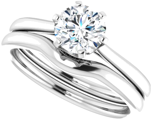 14K White 6 mm Round Engagement Ring Mounting (10)