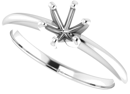 14K White 5.2 mm Round Solitaire Engagement Ring Mounting (5)