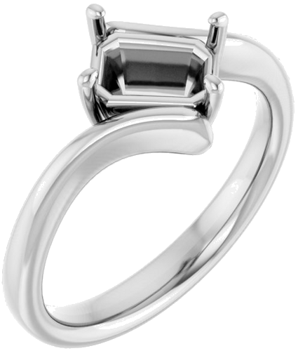 Sužadėtuvių Žiedas „Solitaire Bypass“ 14k white gold Emerald 7mm x 5mm (1)