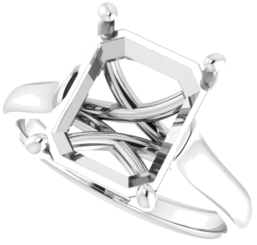 14K White 11x9 mm Emerald Solitaire Engagement Ring Mounting (5)