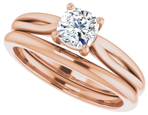 Sužadėtuvių Žiedas „Solitaire“ 14k rose gold Cushion 5mm (10)