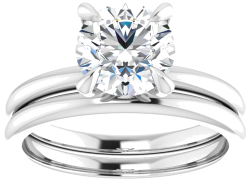 14K White  7.4 mm Round Solitaire Engagement Ring Mounting (8)
