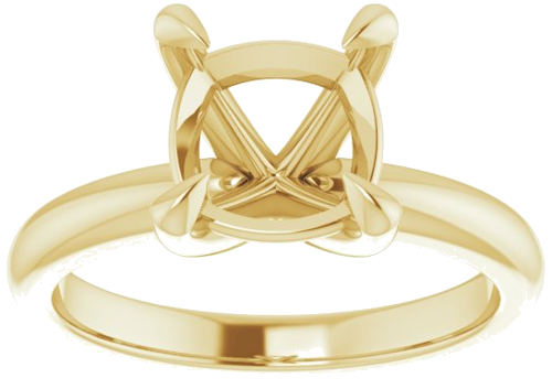 14K Yellow 8x8 mm Cushion Solitaire Engagement Ring Mounting (3)