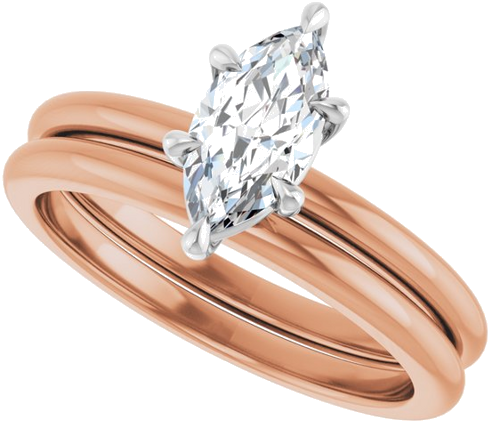 Sužadėtuvių Žiedas 585 Baltojo Ir Rožinis Aukso Marquise 9mm x 4.5mm (10)