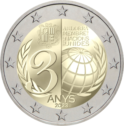 2023 Andorra 30th anniversary of admission to the UN 2 euro BU coin (3)