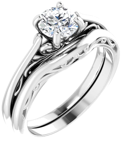 14K White 5.8 mm Round Engagement Ring Mounting (11)