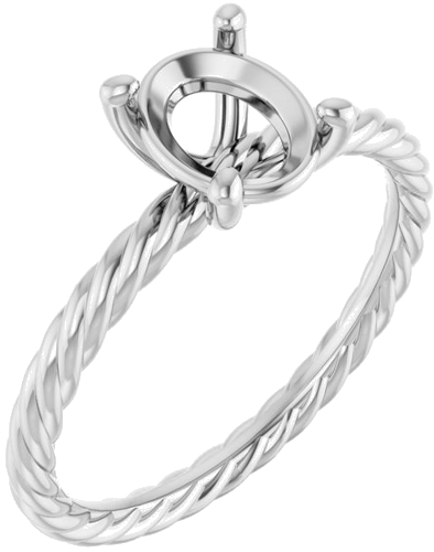 14K White 8x6 mm Oval Solitaire Engagement Ring Mounting (1)