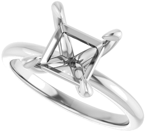 14K White  7x7 mm Square Solitaire Engagement Ring Mounting (5)