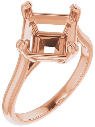 14K Rose 9 mm Asscher Solitaire Engagement Ring Mounting (1)