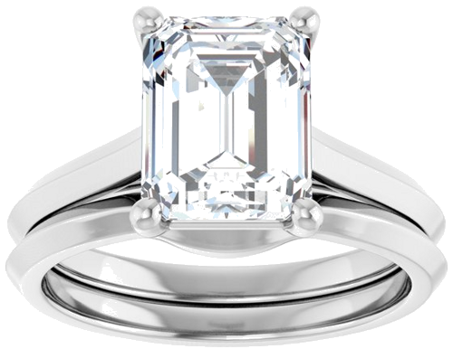 Sužadėtuvių Žiedas „Solitaire“ 585 Baltojo Aukso Emerald 9mm x 7mm (8)