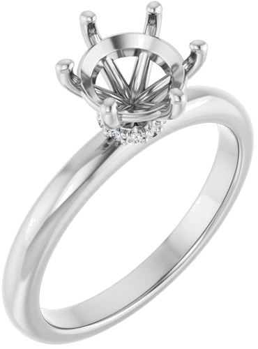 Sužadėtuvių Žiedas „Accented“ 14k white gold Round 7.4mm (1)