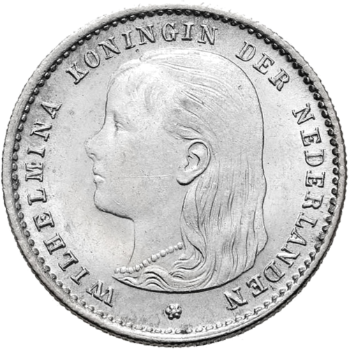 10 Centų Vilhelmina I (1892-1897) Nyderlandai sidabrinė moneta (1)