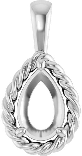 Pakabukas „Rope“ 585 Baltojo Aukso Pear Shape 9mm x 6mm (1)