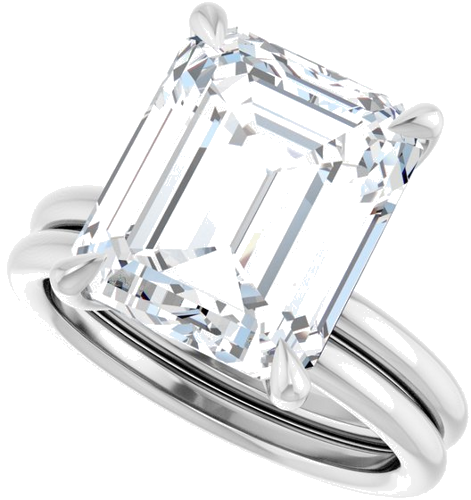 Sužadėtuvių Žiedas „Claw-Prong Solitaire“ 14k white gold Emerald 12mm x 10mm (10)