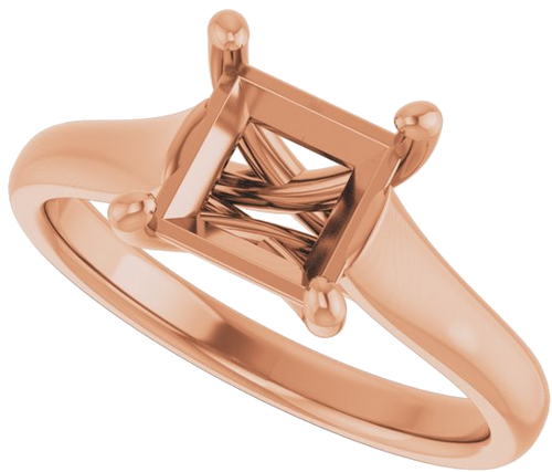 14K Rose 6.5 mm Square Solitaire Engagement Ring Mounting (5)
