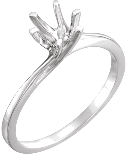 14K White 7.4 mm Round 6-Prong Solitaire Engagement Ring Mounting (1)