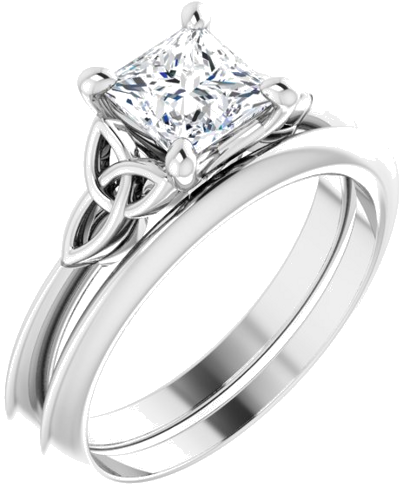 Sužadėtuvių Žiedas „Solitaire Celtic-Inspired“ 14k white gold Square 5.5mm (6)