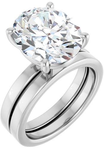 Sužadėtuvių Žiedas „Solitaire“ 14k white gold Oval 13mm x 11mm (6)