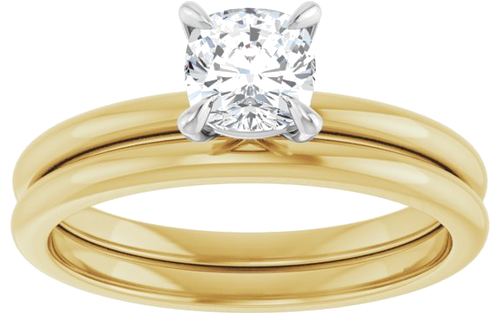 Sužadėtuvių Žiedas „Solitaire“ 14k yellow/white gold Cushion 5mm (8)
