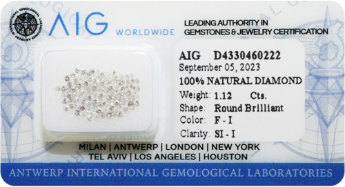 1,12 ct. Круглые бриллианты F-I/SI-I/1,25 – 1,50 мм (113 шт.) (1)
