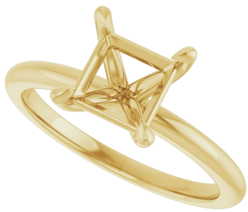 Sužadėtuvių Žiedas „Claw-Prong“ 14k yellow gold Square 6mm (5)