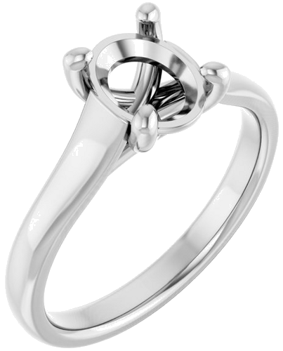 14K White 8x6 mm Oval Solitaire Engagement Ring Mounting (1)