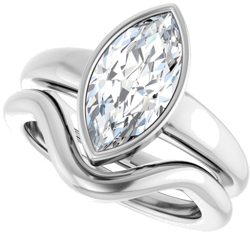Sužadėtuvių Žiedas „Bezel-Set Solitaire“ 10k white gold Marquise 13mm x 6.5mm (10)