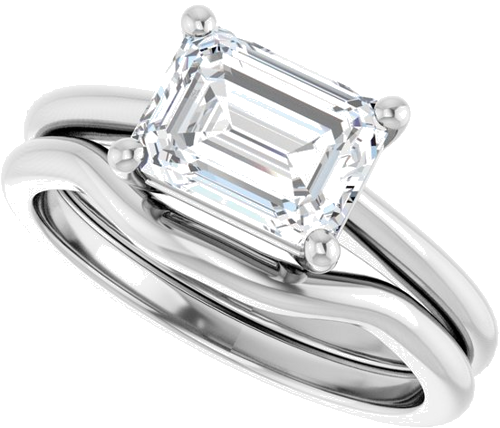Sužadėtuvių Žiedas „Solitaire“ 950 Platinos Emerald 8mm x 6mm (10)