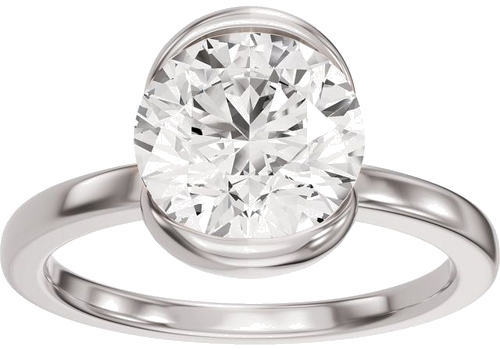 Sužadėtuvių Žiedas „Half Bezel Solitaire“ 14k white gold Round 8.2mm (3)