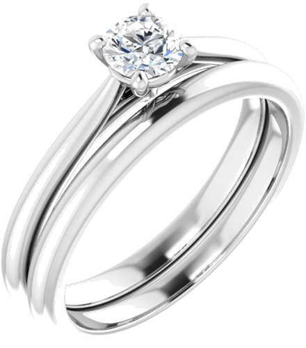 14K White 4.4 mm Round Solitaire Engagement Ring Mounting (6)