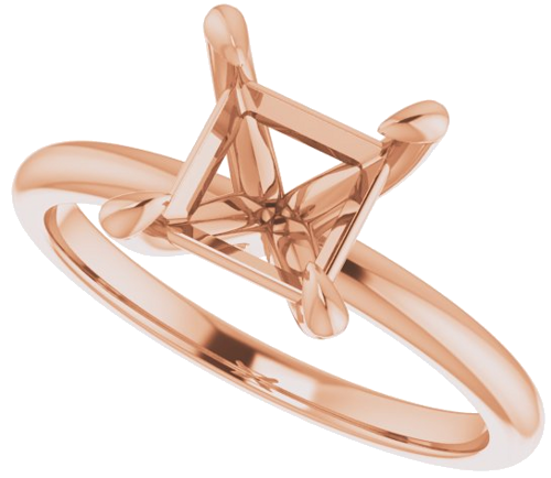 14K Rose  6.5x6.5 mm Square Solitaire Engagement Ring Mounting (5)