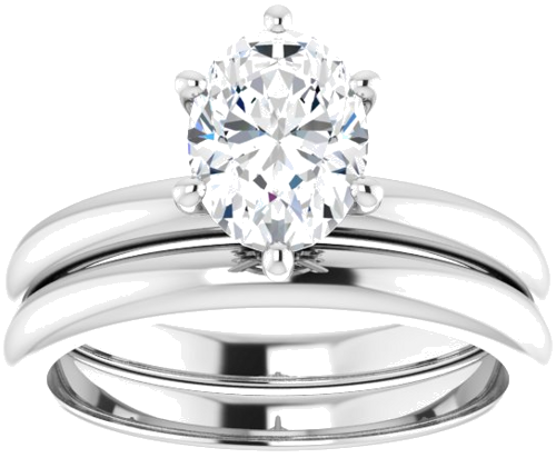 Sužadėtuvių Žiedas „Accented“ 14k white gold Oval 8mm x 6mm (9)
